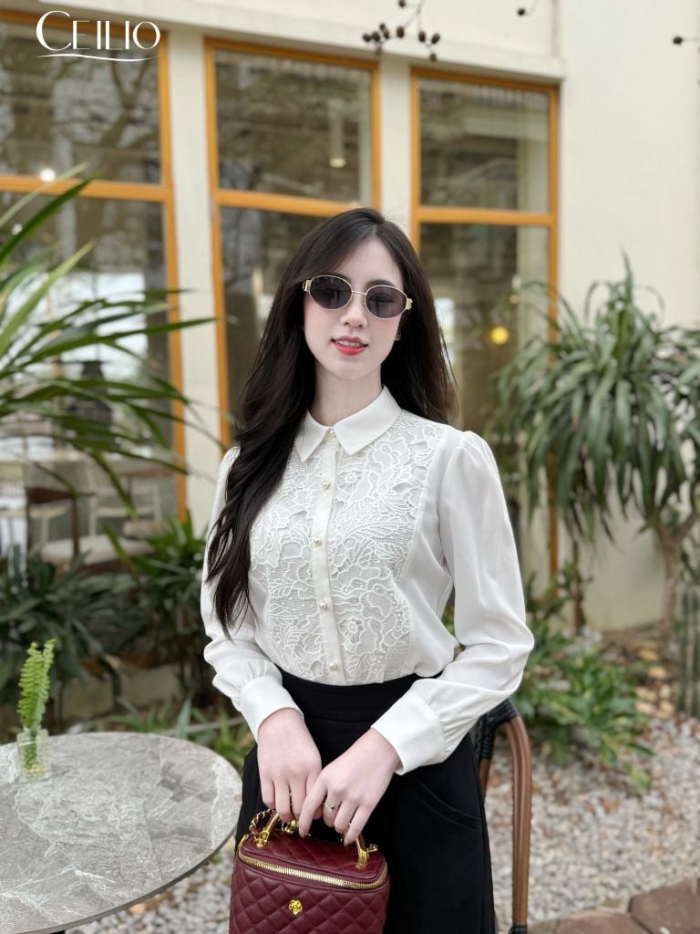 SM350 Somi Trắng Phối Ren