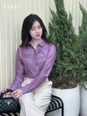 Sơ mi tím chiết ly ngực SM505