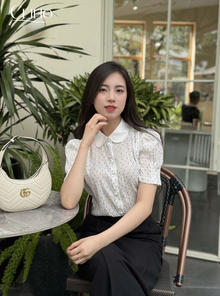 Sơ mi chấm bi chiết li SM524