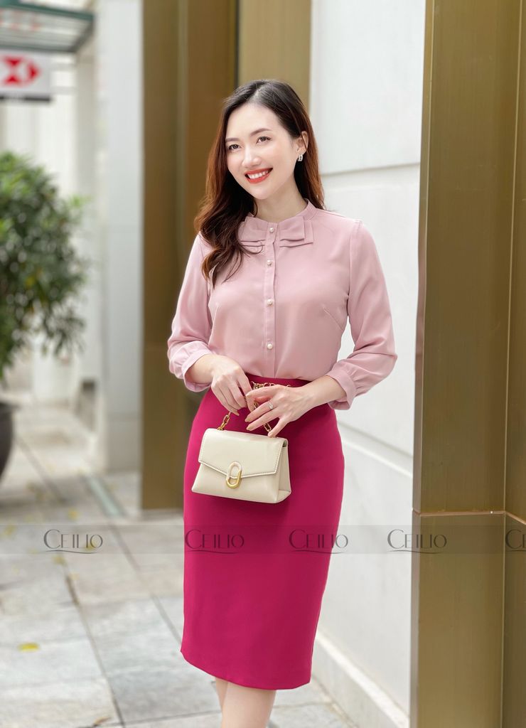 SM294 Somi cổ tròn nơ kép cách điệu