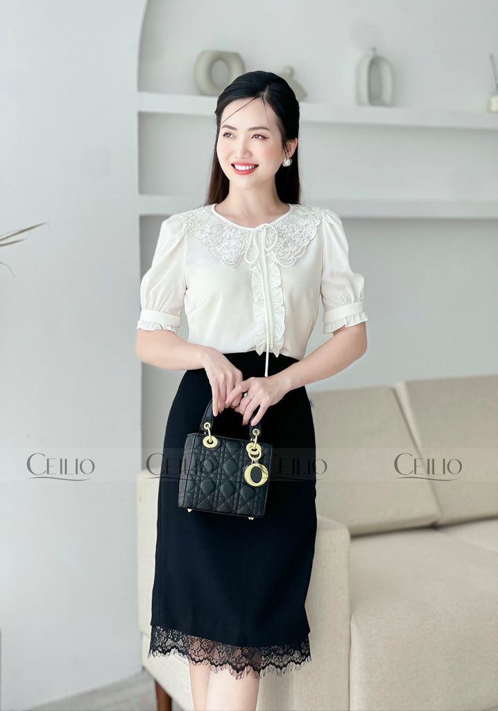 EH SM19 Somi cổ sen ren bèo nẹp