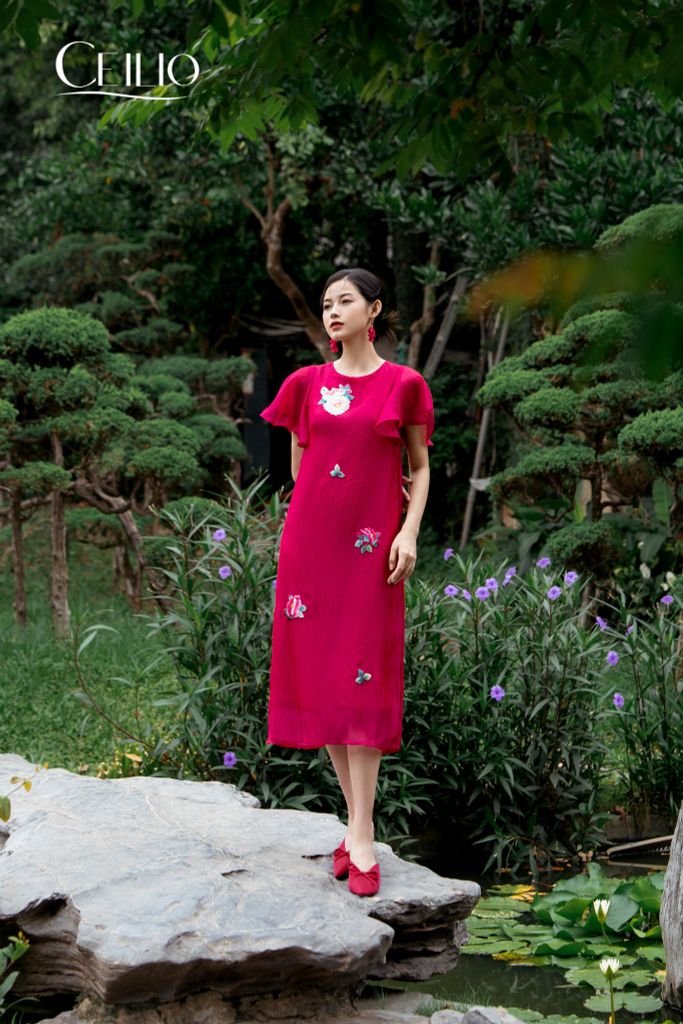 V83 Đầm Tơ Đan Phượng