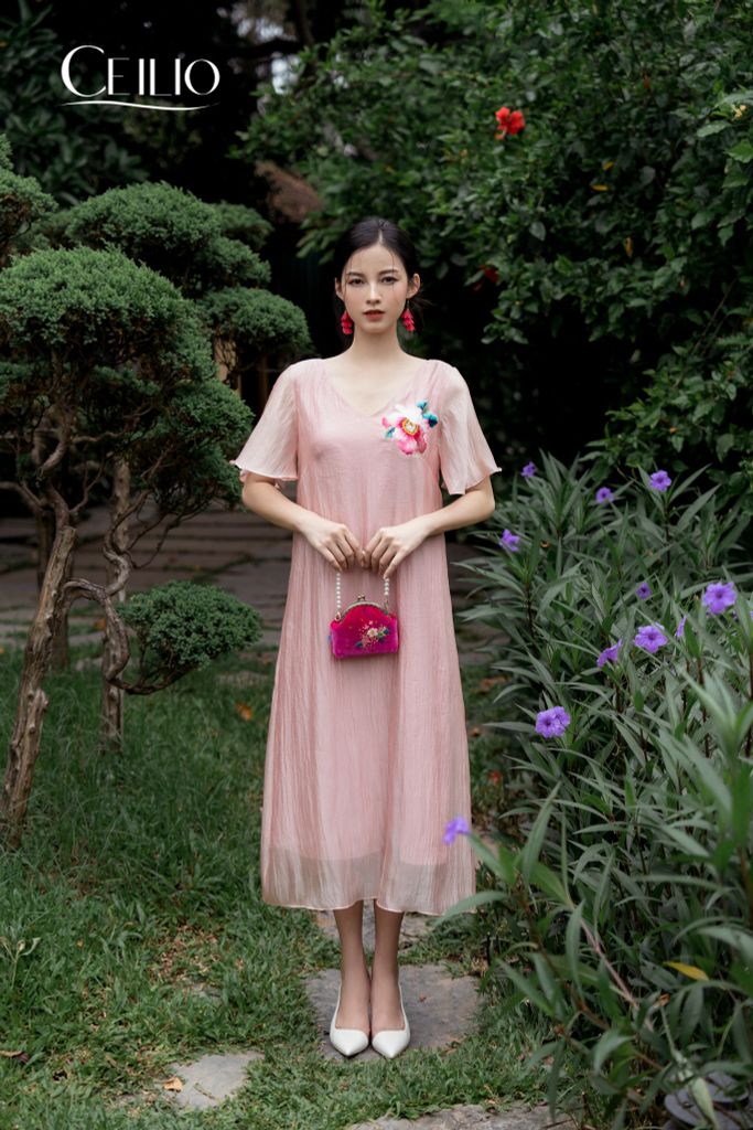 V85 Đầm Tơ Ngọc Hoa