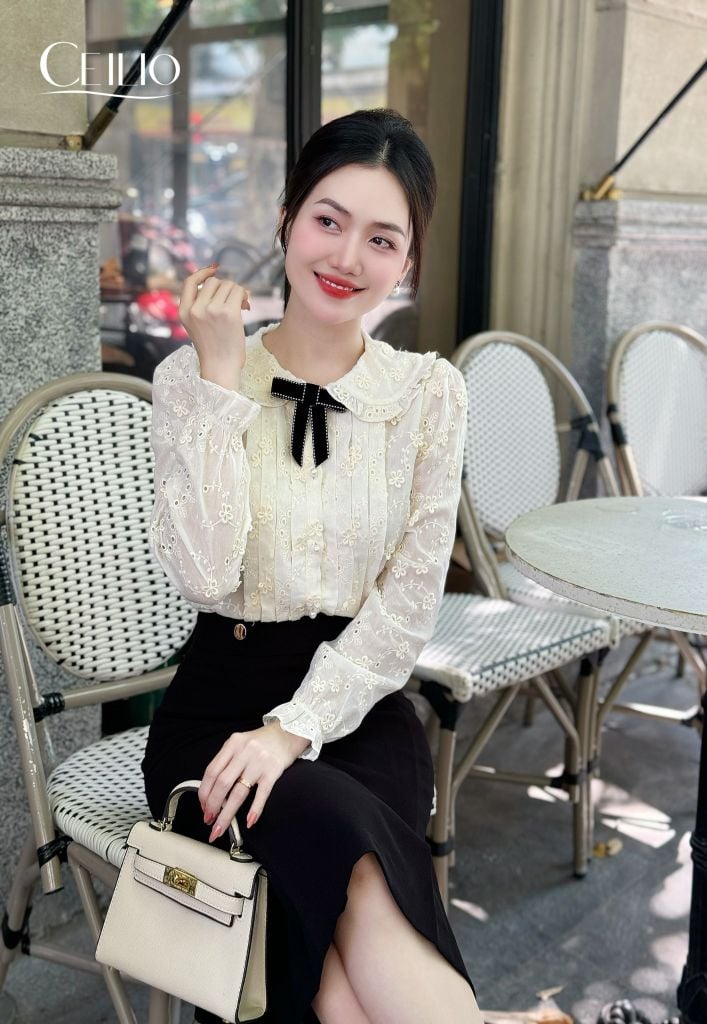 SM339 DH SM Ren Cổ Bèo (Tặng Kèm Nơ)