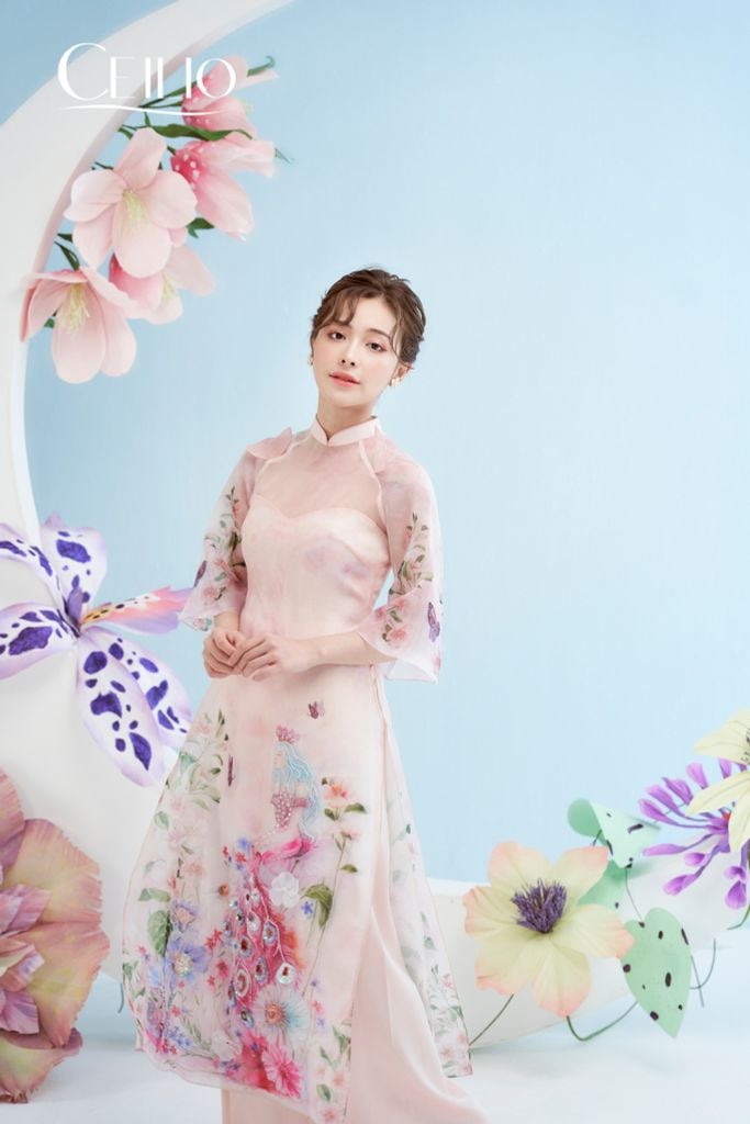 AD035 Áo Dài organza Đan Phượng