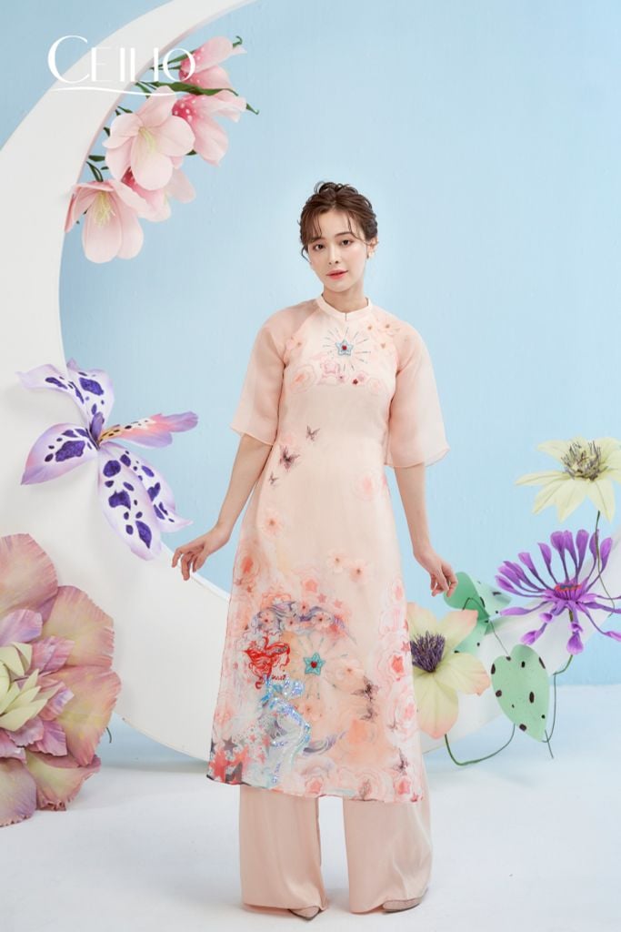 AD033 Áo Dài organza Ngọc Sương
