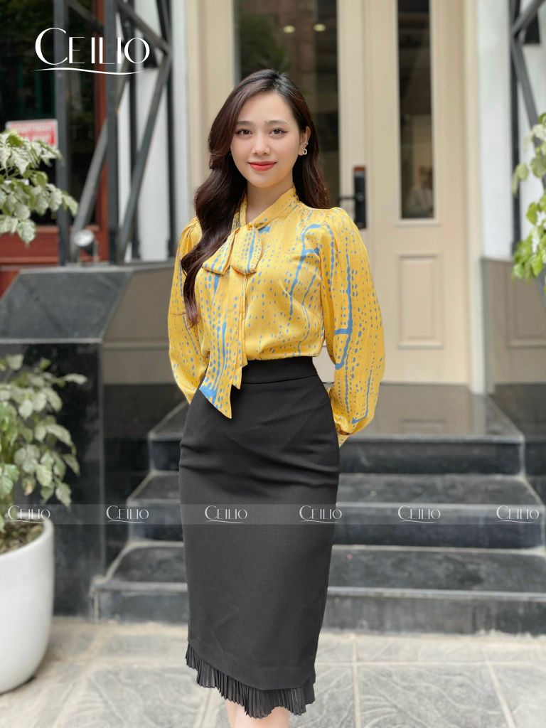 SM132 HM sơ mi nơ loang màu