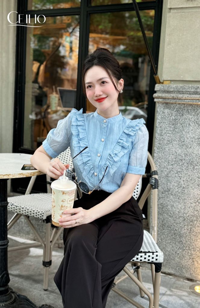 SM322 DE Sơ Mi Cổ Bèo V (NHẬN CHUYỂN KHOẢN TRƯỚC)