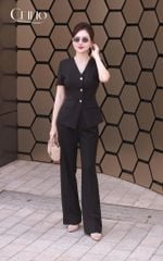 Áo kí giả tay cộc KG21-Q24 Đen Quần công sở