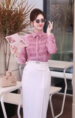 Sơ mi tím chiết ly ngực SM380