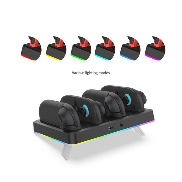Đế sạc 4 Joycon tích hợp đèn LED RGB - DOBE TNS 3160 Black