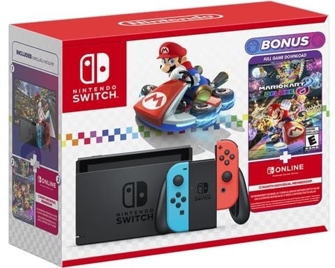 Nintendo Switch V2 Neon + Game Mario Kart 8 Deluxe + Thẻ Membership 12 tháng