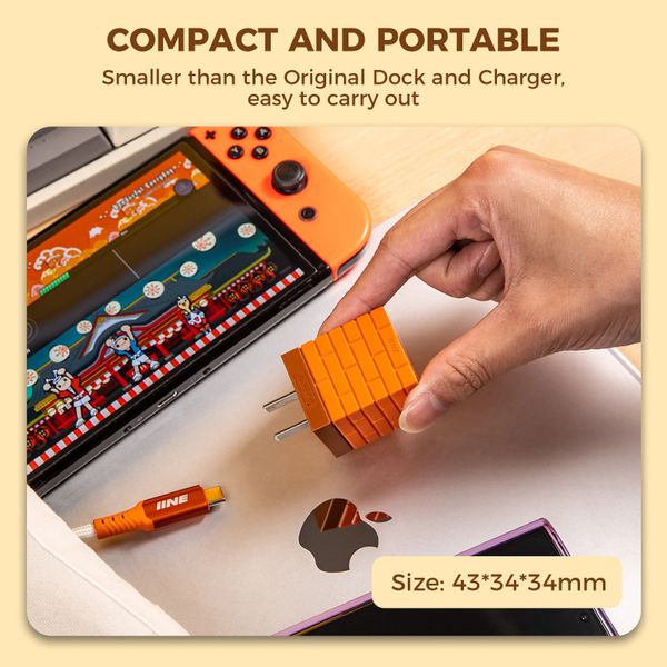IINE 2-in-1 Mini 20W Charging & Video Converter cho Switch 4K30HZ 1080P60HZ