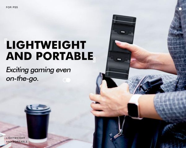 Đế sạc nhanh TiMOVO cho tay cầm PS5/Xbox/Switch Pro, tích hợp đèn LED, cảm biến ngắt sạc