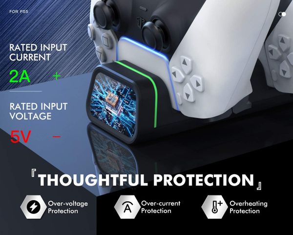 Đế sạc nhanh TiMOVO cho tay cầm PS5/Xbox/Switch Pro, tích hợp đèn LED, cảm biến ngắt sạc