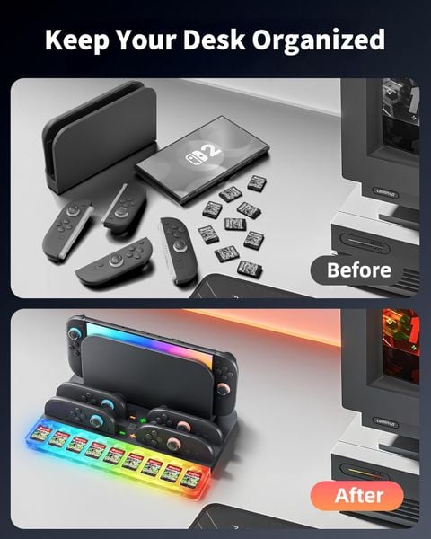 Đế Sạc Joy-Con Cho Nintendo Switch 2 – RGB & Khe Đựng Thẻ Game