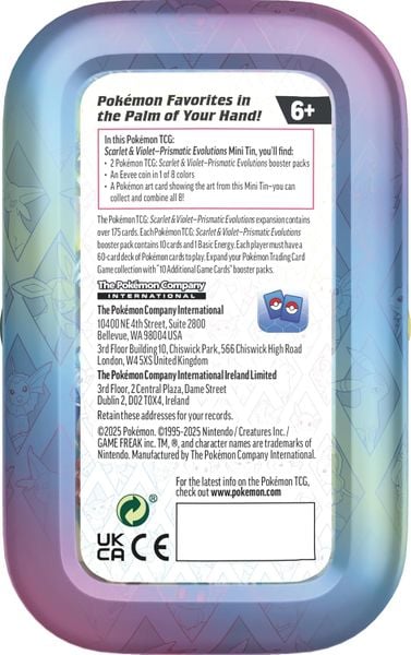Hộp Pokémon TCG: Scarlet & Violet Prismatic Evolutions Mini Tin