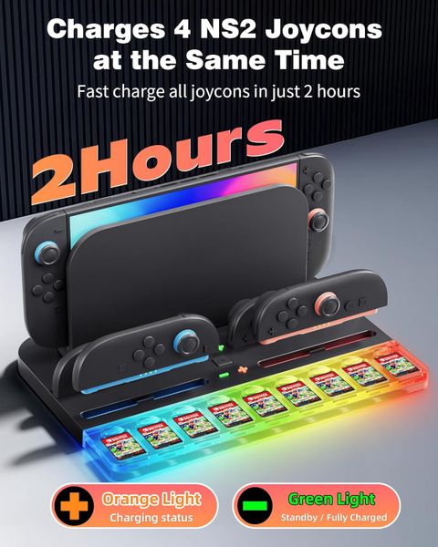 Đế Sạc Joy-Con Cho Nintendo Switch 2 – RGB & Khe Đựng Thẻ Game