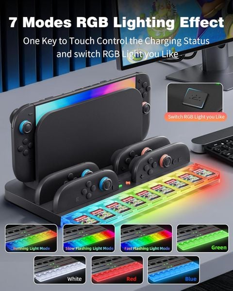 Đế Sạc Joy-Con Cho Nintendo Switch 2 – RGB & Khe Đựng Thẻ Game