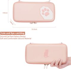 Túi đựng bảo vệ máy Nintendo Switch họa tiết chân mèo 3D màu hồng