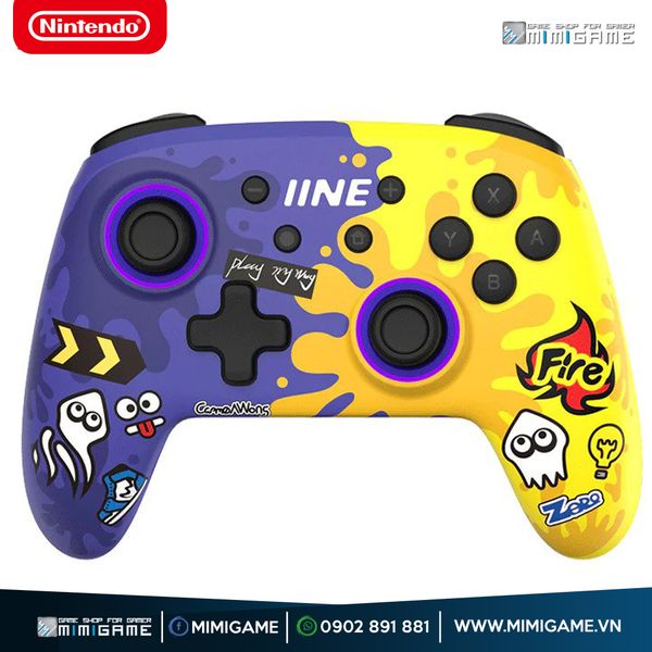 Tay cầm Splatoon Tím không dây NFC cho Nintendo Switch IINE L709