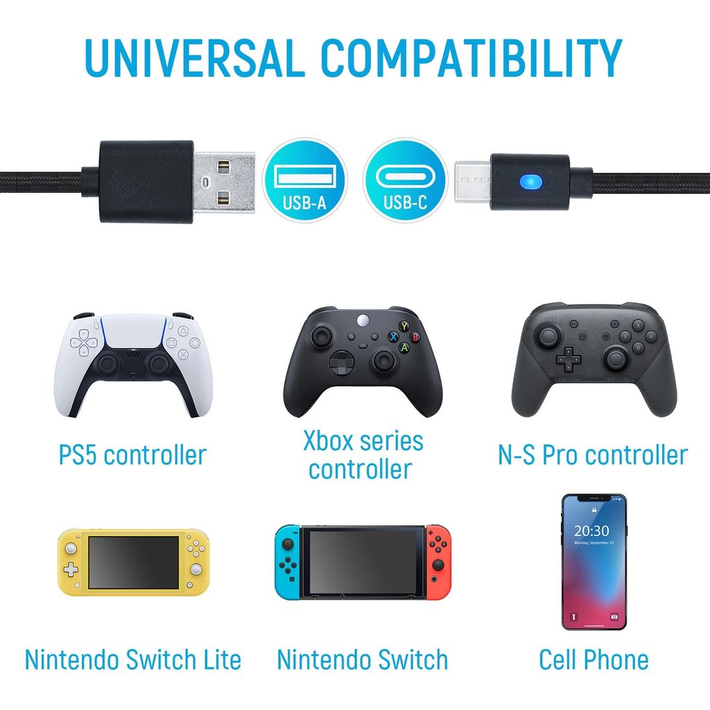 Dobe Dây USB Type-C 3M Sạc Dành Cho Tay PS5/XB Series X/Nintendo Switch/Phone