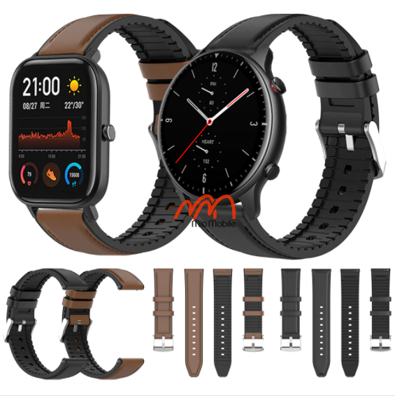 Dây Da Hybird Lưng Nhựa Amazfit GTS 2 DH01