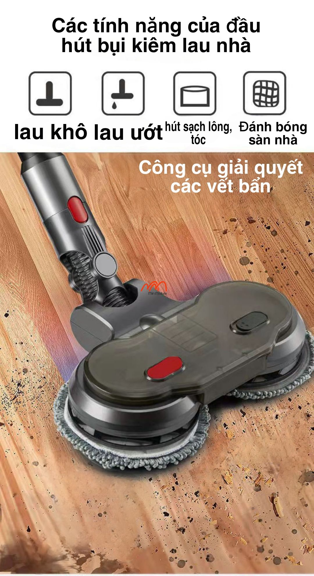 Đầu Hút Bụi Kiêm Lau Nhà Dyson V7 V8 V10 V11 (L01)