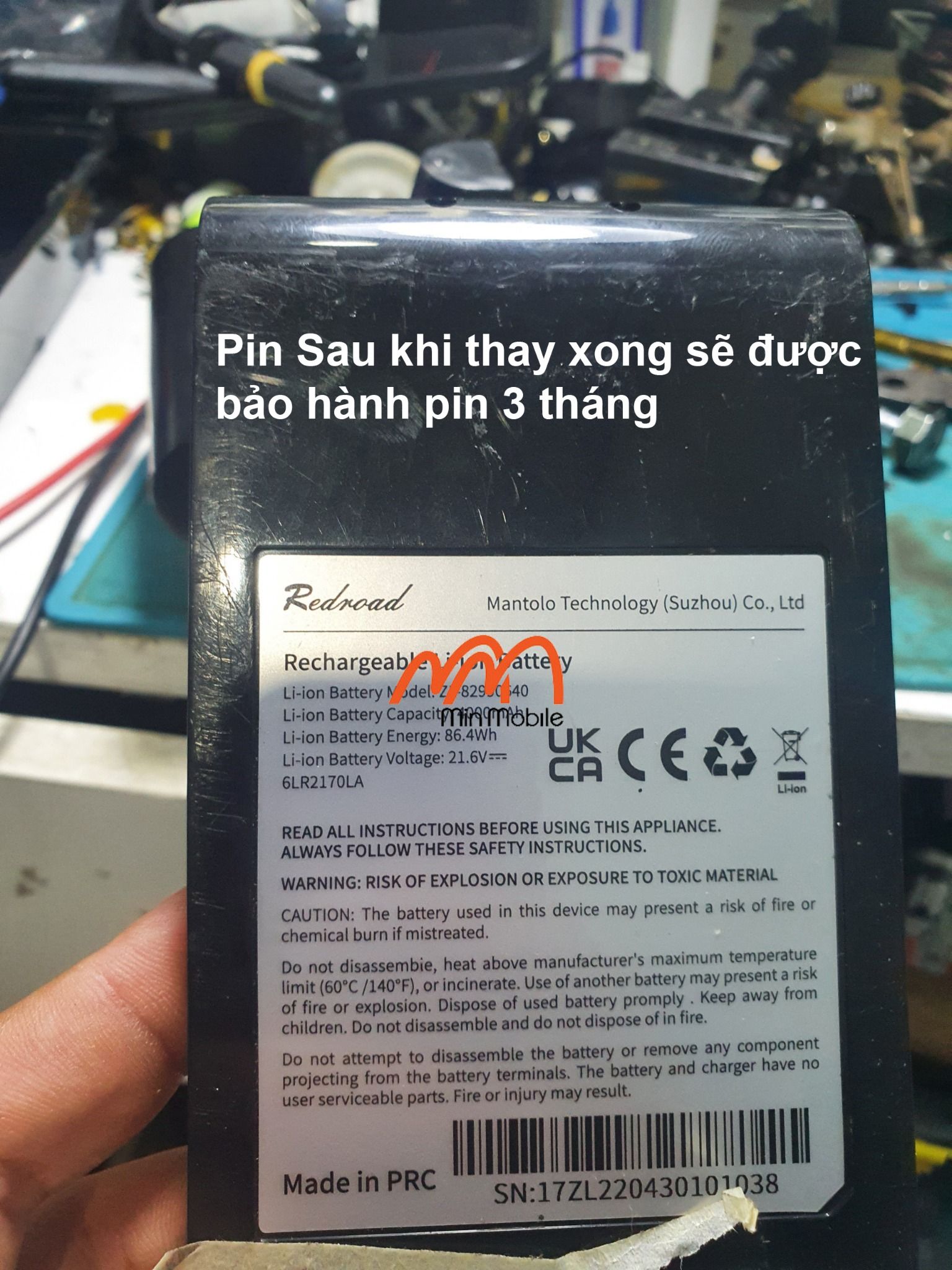 Thay Pin Máy Hút Bụi Redroad V17 / V17 Max – Min Mobile
