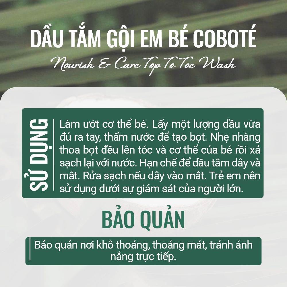 Dầu Tắm Gội Em Bé Coboté - Nourish & Care Top To Toe Wash 170ml