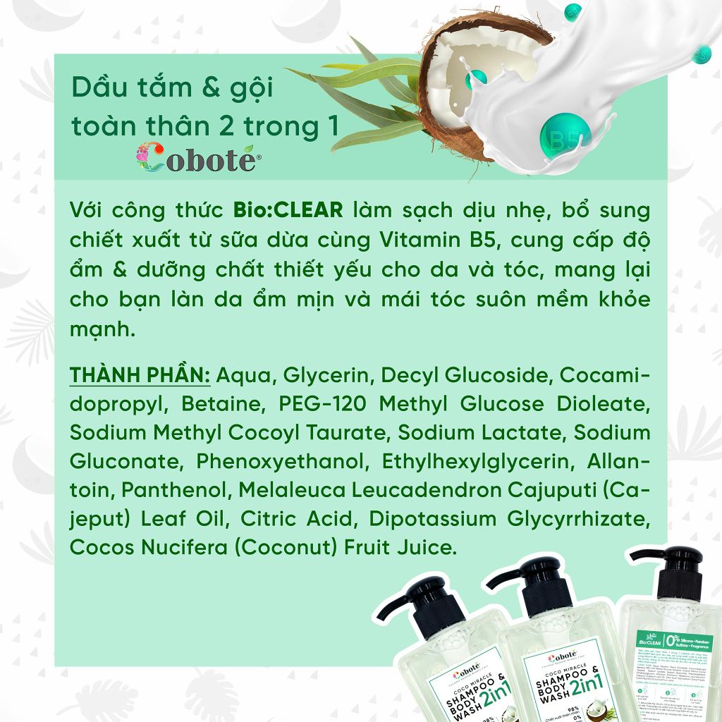 DẦU TẮM GỘI TOÀN THÂN 2IN1 - Coco Miracle Shampoo and Body Wash 2in1 280ml