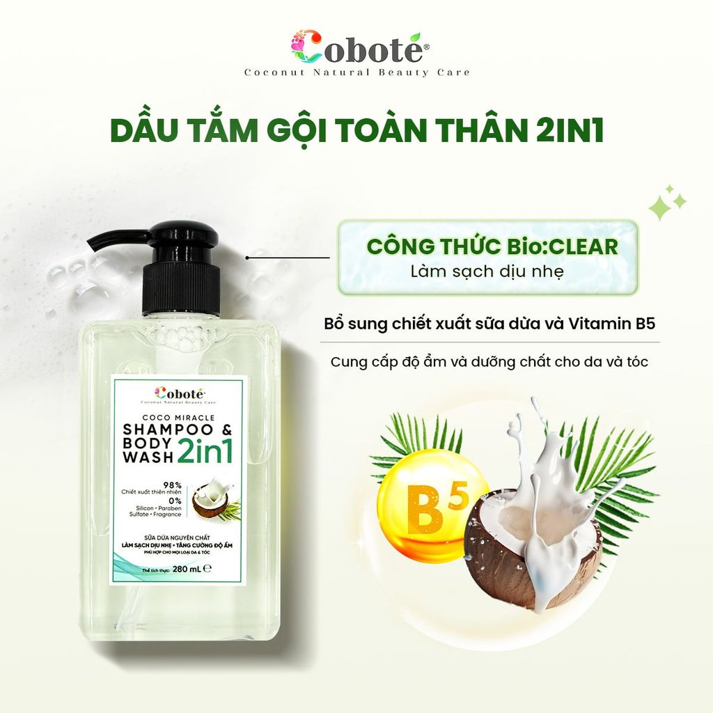 DẦU TẮM GỘI TOÀN THÂN 2IN1 - Coco Miracle Shampoo and Body Wash 2in1 280ml