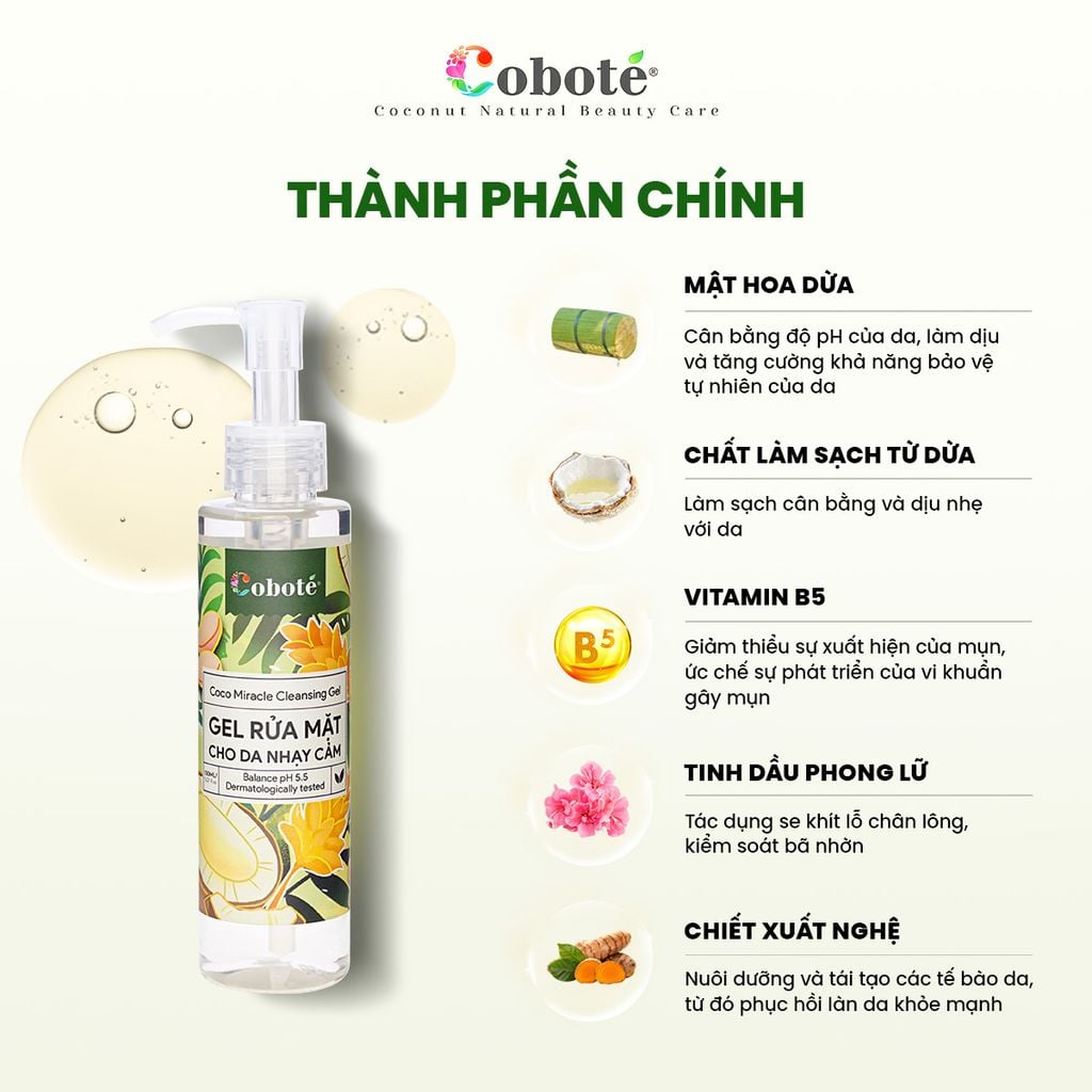 Gel Rửa Mặt Cho Da Nhạy Cảm - Coco Miracle Cleansing Gel