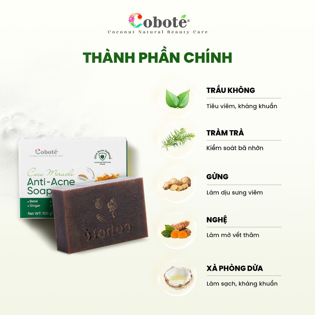 XÀ PHÒNG NGỪA MỤN CƠ THỂ - Coco Miracle Anti Acne Soap 100g