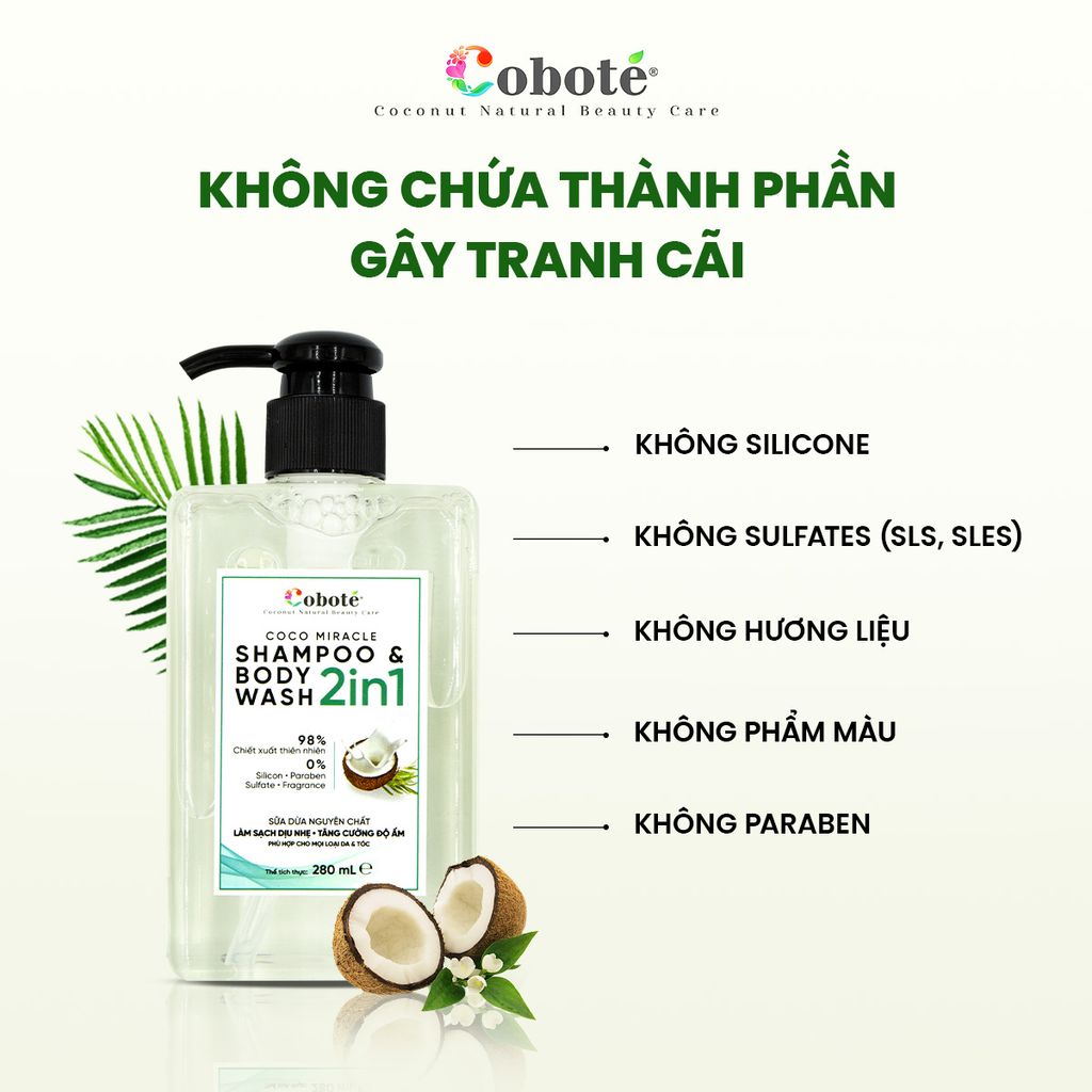 DẦU TẮM GỘI TOÀN THÂN 2IN1 - Coco Miracle Shampoo and Body Wash 2in1 280ml