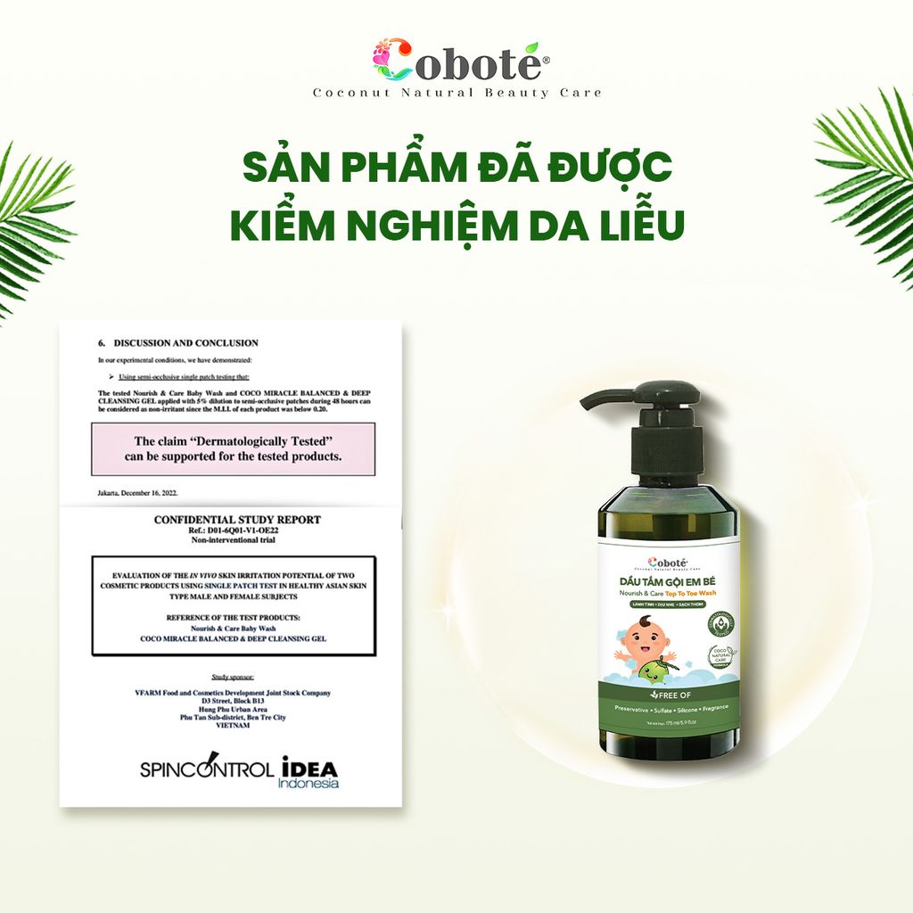 Dầu Tắm Gội Em Bé Coboté - Nourish & Care Top To Toe Wash 170ml