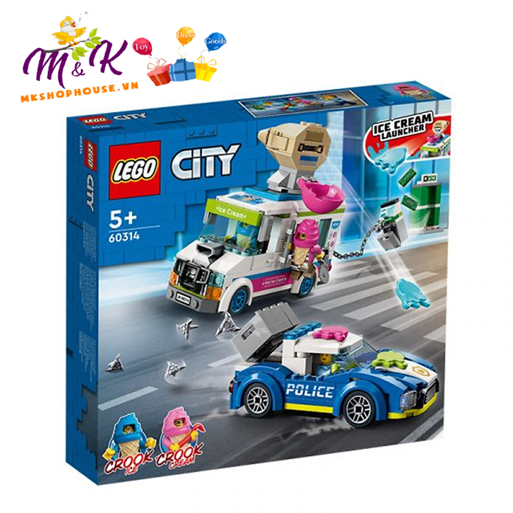 Đồ Chơi LEGO CITY Xe Cảnh Sát Truy Đuổi Tên Cướp Xe Kem 60314