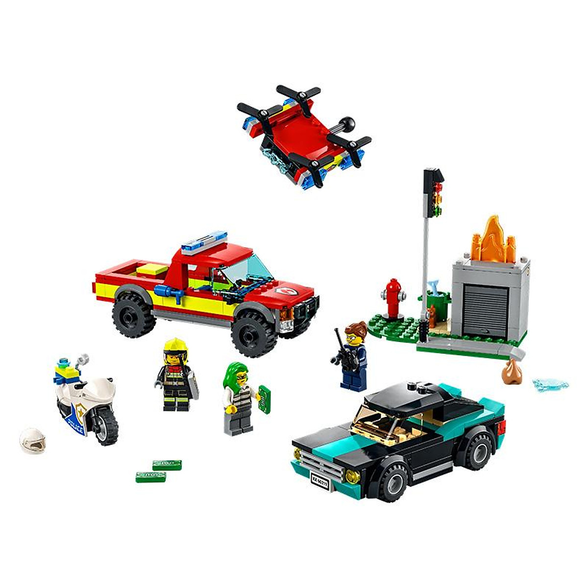 Đồ Chơi LEGO CITY Xe Cứu Hỏa & Cảnh Sát Truy Bắt Tội Phạm 60319