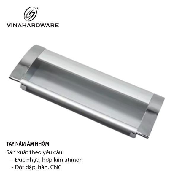 Tay Nắm Âm Tủ Cong Nhôm Anode Màu Bạc – Mã 1327.4.41320