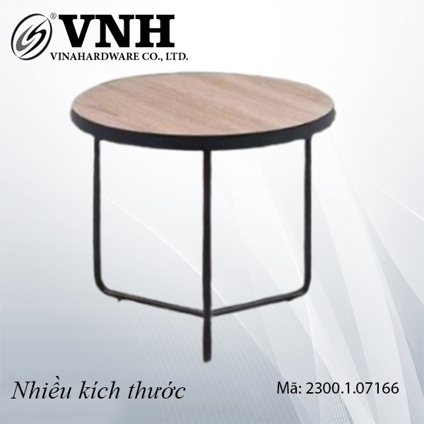 Bàn tròn sắt cafe, mặt bàn gỗ Vinahardware - VNH071324