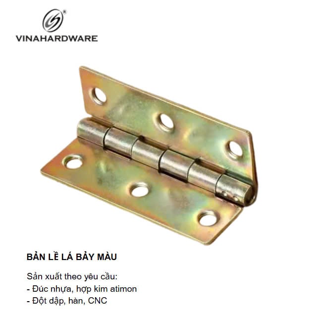 Bản lề lá 60mm xi mạ kẽm bảy màu – chắc chắn và nổi bật
