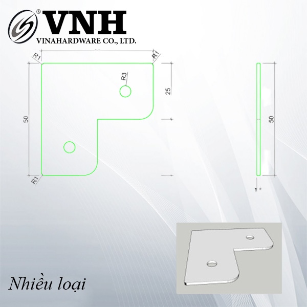 Ke góc Vinahardware kích thước 50x50x1.5mm, xi màu giả cổ - VNH505015