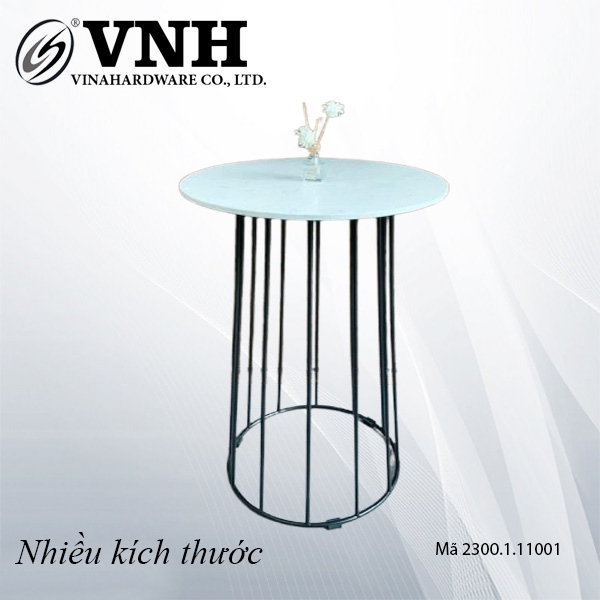 Bàn tròn quầy bar Vinahardware cao 1100mm, mặt đá Marble