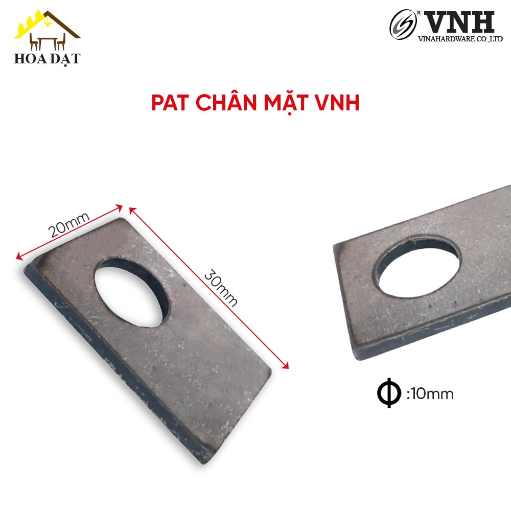 Pat ( Bas) chân mặt 2 Vinahardware loại 30x20x2, lỗ 10-VNH028306