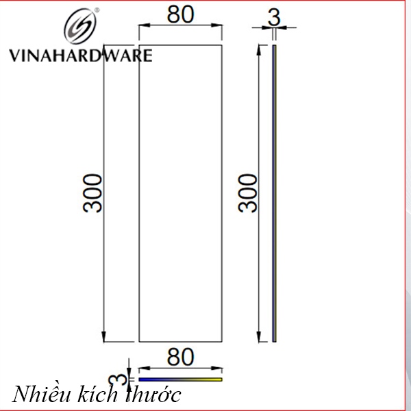 Sắt tấm Vinahardware kích thước 300x80x3 VNH028566-VNH028566