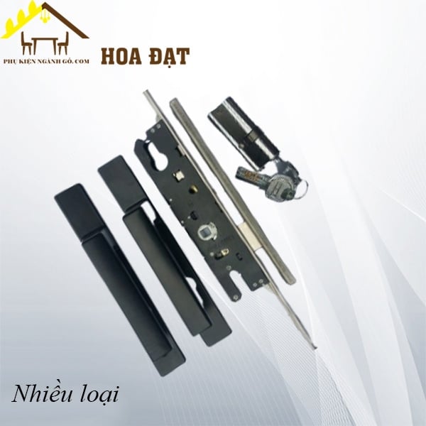 Khóa tay gạt đa điểm dành cho hệ cửa nhôm màu đen - KT450055