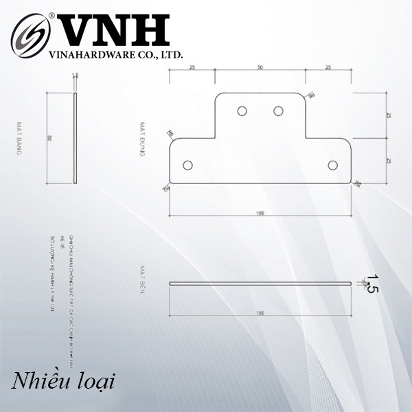 Ke góc Vinahardware 100x50x1.5mm, xi màu giả cổ - VNH1005015