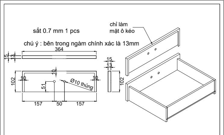 Mặt hộc 313478 Vinahardware, N364*D102*H13mm, 0.7mm,phôi-VNH2923561