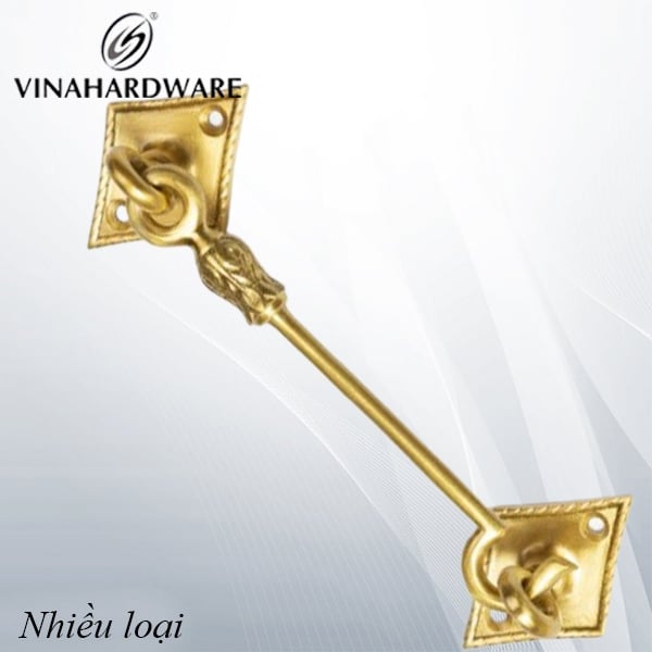 Móc gió cửa Vinahardware kích thước 176x42x34mm, chất liệu đồng thau VNH1764234-VNH1764234