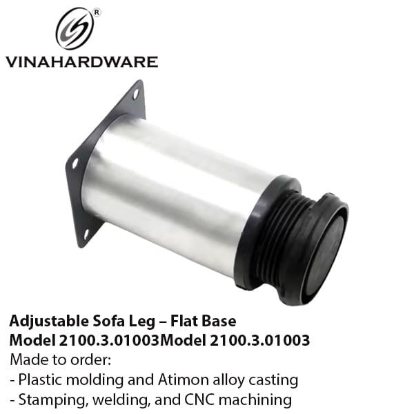 Chân ghế sofa inox đế bằng – Mã 2100.3.01003